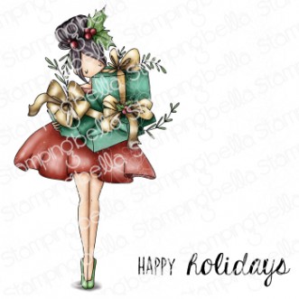 CURVY GIRL WITH HOLIDAY GIFTS RUBBER STAMP
